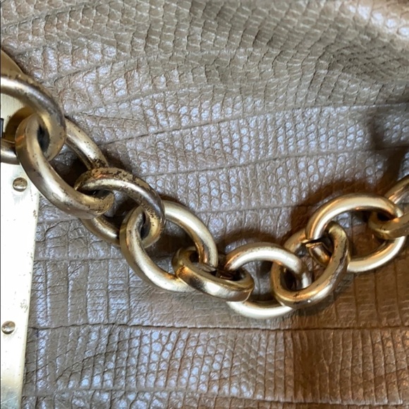 BCBGMAXAZRIA tan snakeskin leather tote - Picture 6 of 6